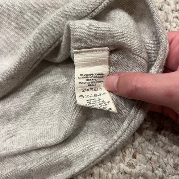 Free People Cashmere Silk Blend Sweater Long Sleeve Sz S Beige Cropped Casual - Picture 6 of 7